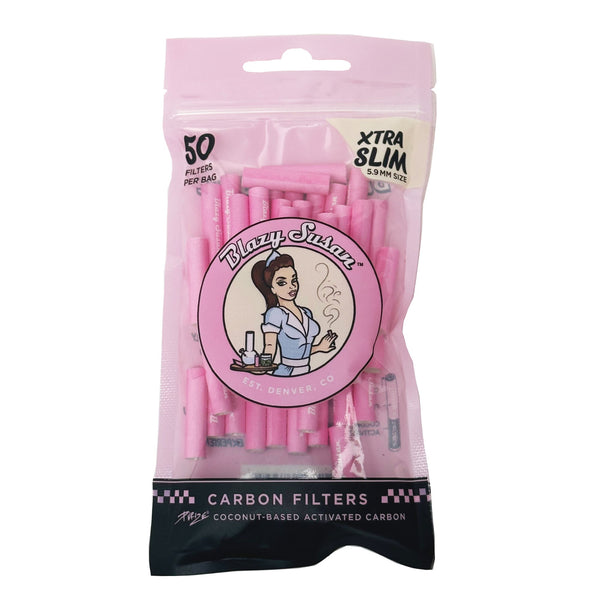 Blazy Susan® - Pink Activated Carbon Filter Tips | Xtra Slim | 50ct Bag