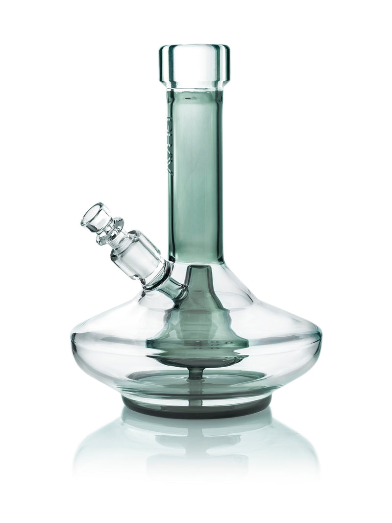 GRAV® - 8" Small Wide Base Beaker Water Pipe - with 14mm Bowl - Smoke with Clear Accents