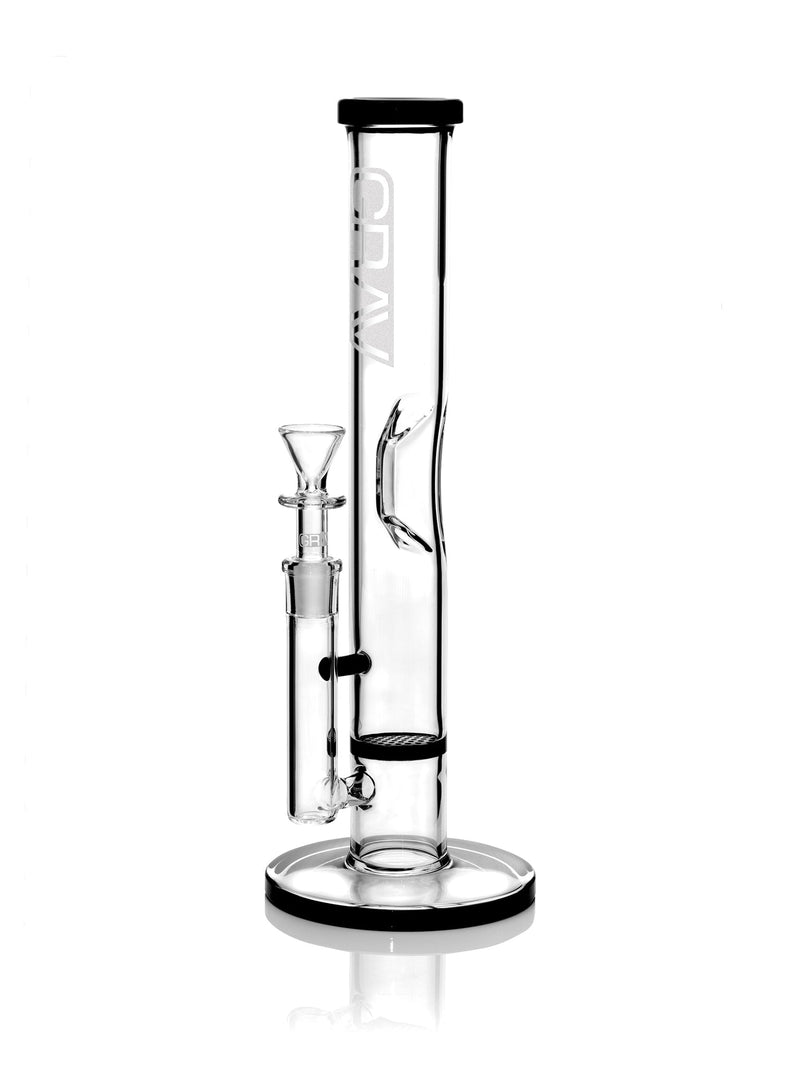 GRAV® - 16" Large, Black Accent Straight Base w/ Disc Water Pipe